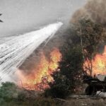 Composition showing Israeli occupation forces attacking Lebanon with white phosphorus. Photo: The Cradle.