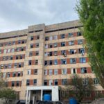 A damaged healthcare facility is seen in the town of Gorlovka in the wake of a Ukrainian strike on April 18, 2024. Photo: Telegram/Prikhodko1970.