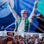 A Yemeni man holds a poster of Yahya Sinwar, head of Hamas, during a protest marking Quds Day in support of Palestinians in Gaza, Sanaa, Yemen, April 05, 2024. Photo: Osamah Abdulrahman/AP.