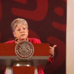 Mexican Foreign Affairs Secretary Alicia Bárcena at a press conference on April 11, 2024. Photo: X/@aliciabarcena.
