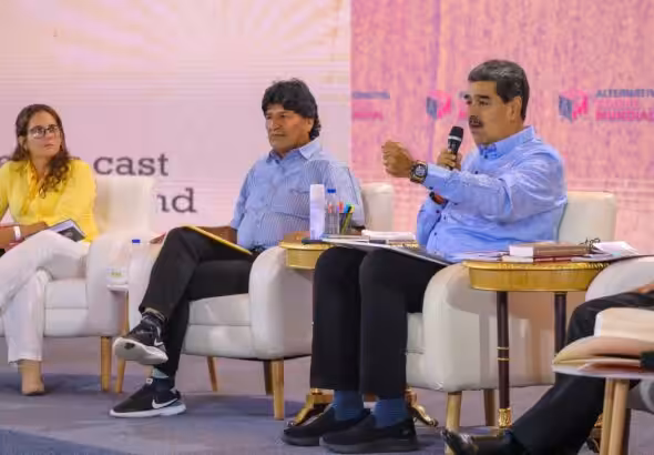 Venezuelan President Nicolás Maduro addressing the World Gathering for a Social Alternative. Photo: Presidencia Venezuela.