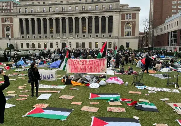 Columbia University students built a Gaza Solidarity Encampment in the university campus to voice their support for Palestine. Photo: Social media.