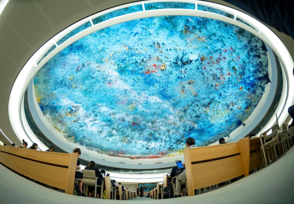 The ceiling of the UNHRC main floor in Geneva, Switzerland. Photo: Jean Marc Ferré.