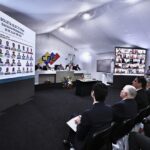 Venezuela's National Electoral Council (CNE) authorities updating the diplomatic corps about the development of the 2024 presidential elections schedule. Photo: X/@yvangil.