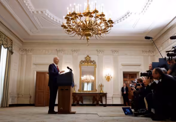 US President Joe Biden delivers remarks after signing legislation giving $95 billion in aid to Ukraine, Israel and Taiwan, on April 24, 2024. Photo: Chip Somodevilla/Getty Images.