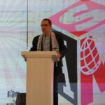 ALBA-TCP Executive Secretary Jorge Arreaza gives the welcome address at the Meeting for a World Social Alternative, in Caracas, Venezuela, April 18, 2024. Photo: X/@ALBATCP.