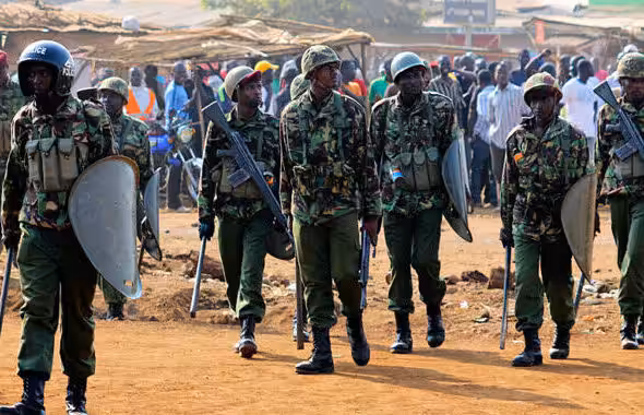 An undated picture of the Kenya Police doing patrols. Photo: Haïti Liberté/File photo.