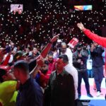 Venezuelan President Nicolás Maduro greets supporters at a rally of the United Socialist Party of Venezuela (PSUV). File photo.