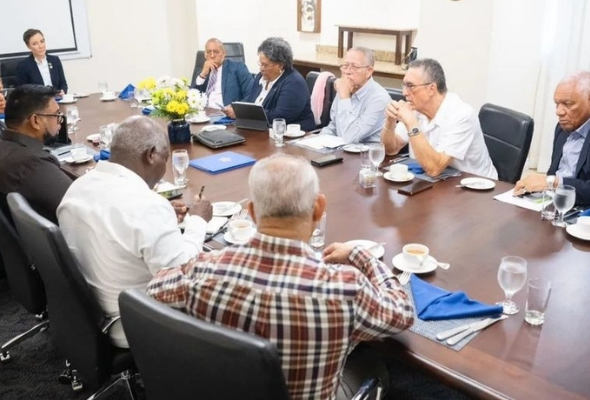 Mia Motley and other CARICOM leaders met with Haitian "stakeholders" in Kingston, Jamaica to create the transitional government now in place in Haiti. Photo: Black Agenda Report/File photo.