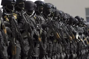 Palestinian Authority security forces deployed in Jenin, West Bank, to crack down on the Palestinian resistance. Photo: Mohammed Ballas/Associated Press.