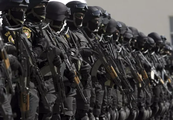 Palestinian Authority security forces deployed in Jenin, West Bank, to crack down on the Palestinian resistance. Photo: Mohammed Ballas/Associated Press.