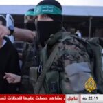 Members of Hamas armed wing Al-Qassam Brigades during the prisoner exchange with Israel in November 2023. Photo: Screenshot of video circulated by Al Jazeera.