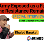 Poster for Orinoco Tribune's interview of Palestinian leftist scholar and activist Khaled Barakat. Photo composition: Orinoco Tribune.