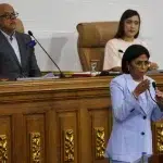 Venezuelan Vice President Delcy Rodríguez presenting the Anti-Fascist Law to the National Assembly on Tuesday, April 2, 2024. Photo: Fuser News.