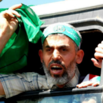 Yahya Sinwar, leader of the Hamas Islamic Resistance Movement, celebrates his freedom from occupation prisons in 2011 following a successful prisoner exchange. Photo: Khaled Safi.
