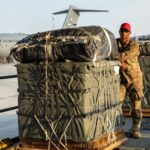 US Air Force members work on the preparation of a humanitarian aid drop for Gaza residen March 5, 2024. Photo: US Central Command/X/Handout/REUTERS/File Photo.