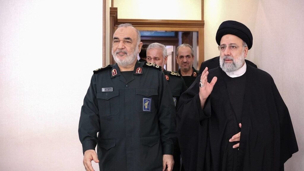 Iranian President Ebrahim Raisi (right) and Commander-in-chief of the Army of the Guardians of the Islamic Revolution Hossein Salami (left) walking together. Photo: Iranian Presidency.