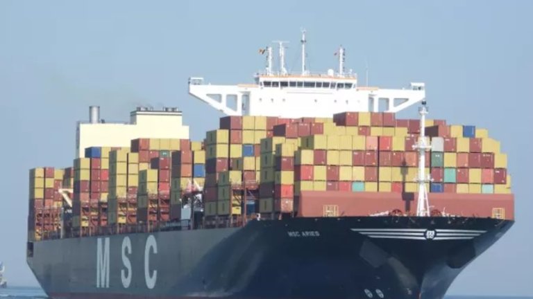 IRGC marine forces have reportedly seized "MSC Aries" container ship in the Strait of Hormuz. Photo: PressTV.