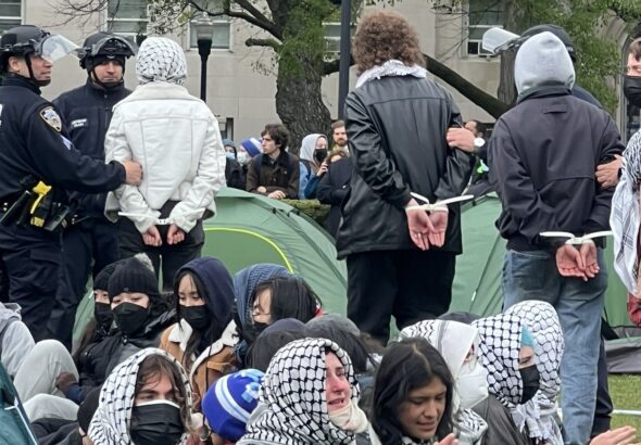 Featured image: Students being arrested in the United States for protesting against Israel’s genocide on Palestinians. Photo: X/@ShayoniMitra.