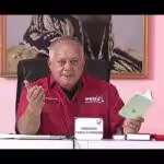 Screenshot of PSUV Deputy Diosdado Cabello holding the Organic Law of Electoral Processes during the weekly PSUV press conference on Monday, April 1, 2024. Photo: YouTube/@Mazo4F-envivo.