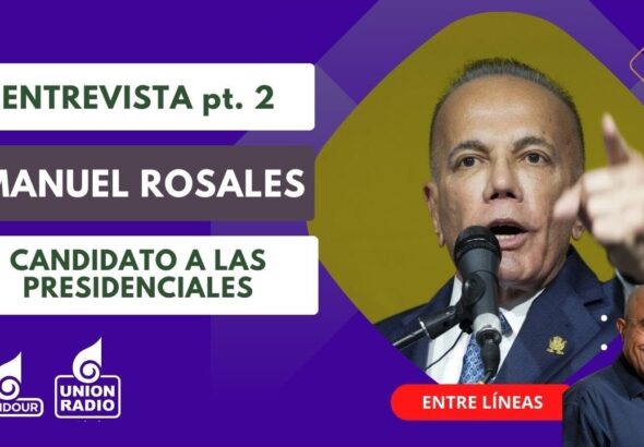 Poster for the Union Radio network interview with far-right opposition politician Manuel Rosales via Vladimir Villegas. Photo: Union Radio.