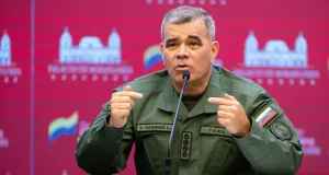 Venezuelan Defense Minister Vladimir Padrino issuing statements to the press. Photo: Venezuela's Presidential Press/File photo.