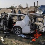 World Central Kitchen vehicle targeted by Israel in Gaza. Photo: AFP.