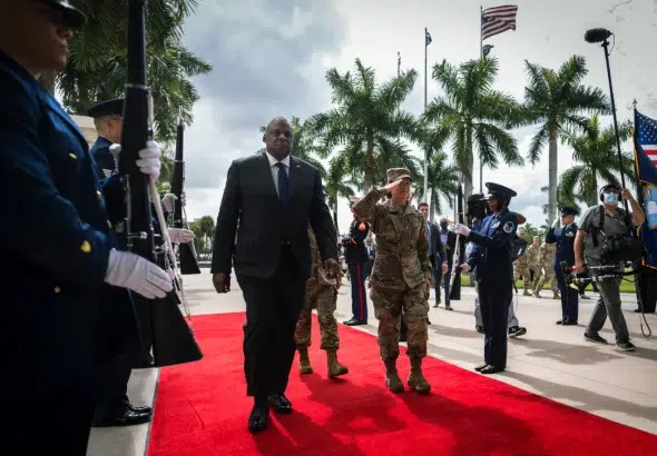 US Secretary of Defense Lloyd. J. Austin III and Gen. Laura J. Richardson, commander of US Southern Command, arrive at SOUTHCOM headquarters, July 25, 2022. Photo: Chad J. McNeeley/DoD.