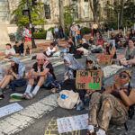 High School students gather to protect Gaza Solidarity Encampment at MIT from police repression. Photo: Peoples Dispatch.
