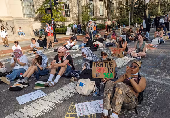High School students gather to protect Gaza Solidarity Encampment at MIT from police repression. Photo: Peoples Dispatch.