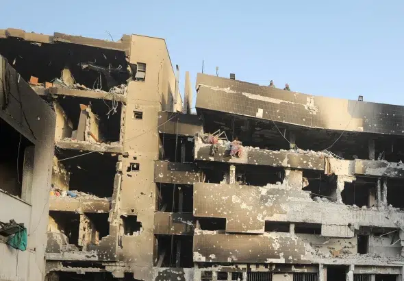 Gaza City's Al-Shifa Hospital after the latest Israeli attack on the facility, April 1, 2024. Photo: Reuters.