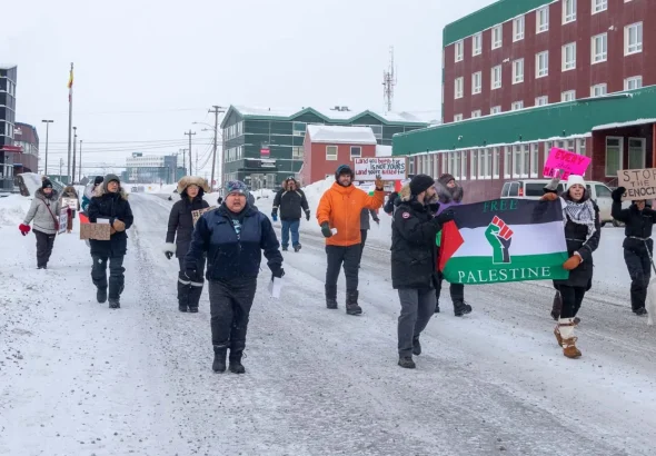 Inuit protest Nunavut Canada free Palestine. Photo: Geopolitical Economy/File photo.