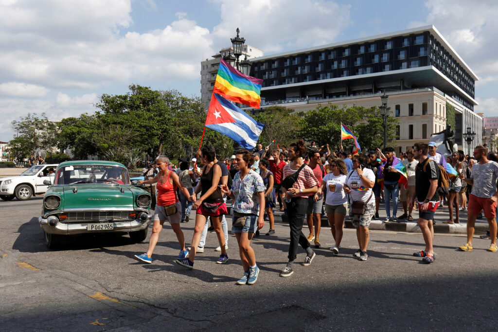 Cuban LGBT activists participate in an annual demonstration against homophobia and transphobia in Havana, Cuba May 11, 2019. Photo: REUTERS/Stringer.