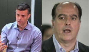 Venezuelan far-right politicians Leopoldo López (left) and Julio Borges (right), allegedly implicated in the PDVSA-Crypto corruption plot. File photo.