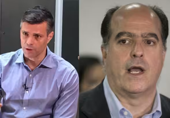 Venezuelan far-right politicians Leopoldo López (left) and Julio Borges (right), allegedly implicated in the PDVSA-Crypto corruption plot. File photo.