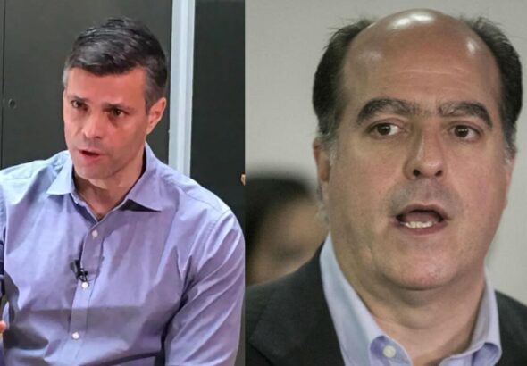 Venezuelan far-right politicians Leopoldo López (left) and Julio Borges (right), allegedly implicated in the PDVSA-Crypto corruption plot. File photo.