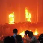 After driving activists into the Odessa House of Trade Unions, Ukrainian neo-Nazis set fire to the building. Then they shot and beat to death people trying to escape the inferno. Photo: Alexander Polishchuk/Sputnik.