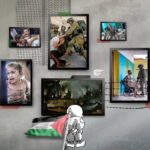 Collage with various scenes from the ongoing Gaza genocide, and the iconic Palestinian cartoon character Handala looking at the carnage. Illustration: Zeinab El-Hajj/Al-Mayadeen.