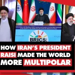 Photo composition showing late Iranina Presiden Ebrahim Raisi next to Vladimir Putin, Xi Jinping, Miguel Diaz-Canel and Nicolas Maduro. Photo: Geopolitical Economy.