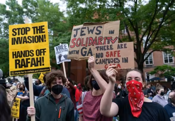 A US university students' protest against the Gaza genocide. Photo: The Irish Independent.