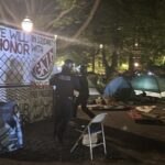 Campus police raid University of Chicago Palestine solidarity encampment. Photo: Fight Back! News/staff.