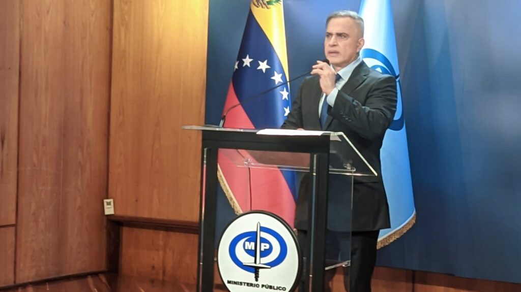 Venezuelan Attorney General Tarek William Saab speaks on the investigations regarding the PDVSA-Crypto corruption plot, May 2, 2024. Photo: X/@VTVcanal8.