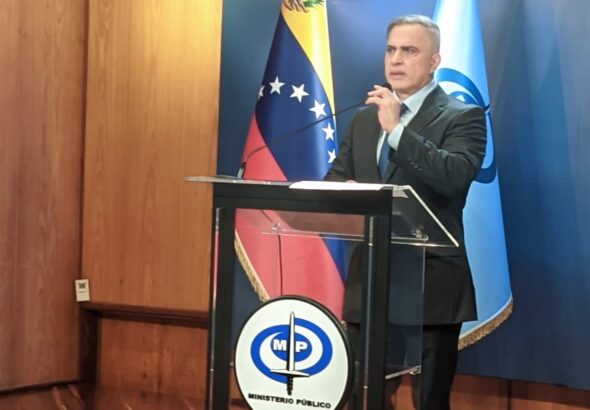 Venezuelan Attorney General Tarek William Saab speaks on the investigations regarding the PDVSA-Crypto corruption plot, May 2, 2024. Photo: X/@VTVcanal8.