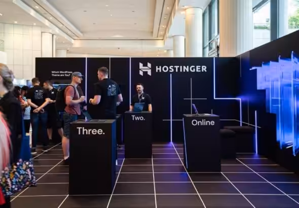 Featured image: Hostinger booth at WordCamp 23' Athens. Photo: Glassdoor/File photo.