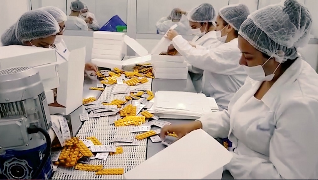 Workers in a pharmaceutical production line. Photo: File photo.