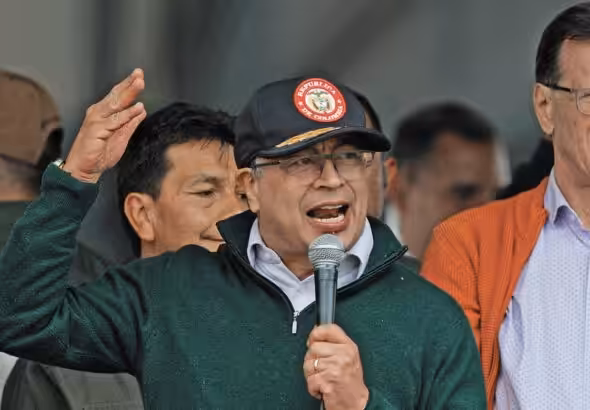 Colombia's President Gustavo Petro speaks in Bogotá, Colombia, on May 1, 2024. Photo: Luisa Gonzalez/Reuters.