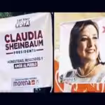 A poster of MORENA and allies’ presidential candidate Claudia Sheinbaum next to a poster of Xóchitl Gálvez, right-wing Broad Front for Mexico coalition’s presidential candidate. Photo: France 24.