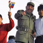 Hugo Chávez with Fidel Castro and Evo Morales. Photo: TeleSUR.