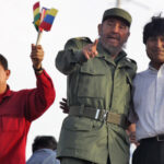 Hugo Chávez with Fidel Castro and Evo Morales. Photo: TeleSUR.