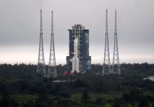 China’s Chang’e 6 lunar mission rocket prepares to lift off in South China’s Hainan province on May 3, 2024. Photo: Bloomberg.